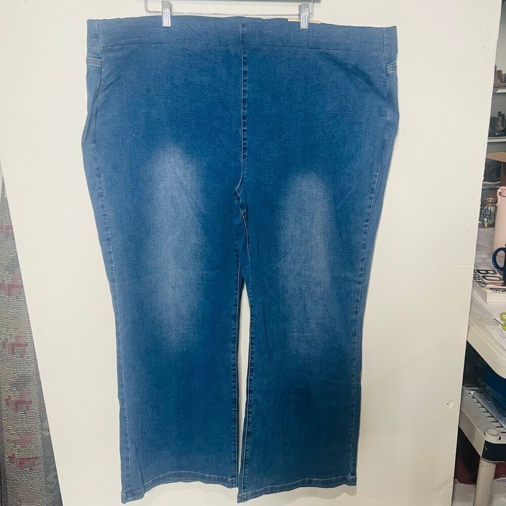 NYDJ Wide Leg Pull On Blue Jeans Sz 28W NWT!